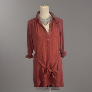 Maeve Anthropologie Bloomsbury Shirt Dress | Rust Red | Festival Western